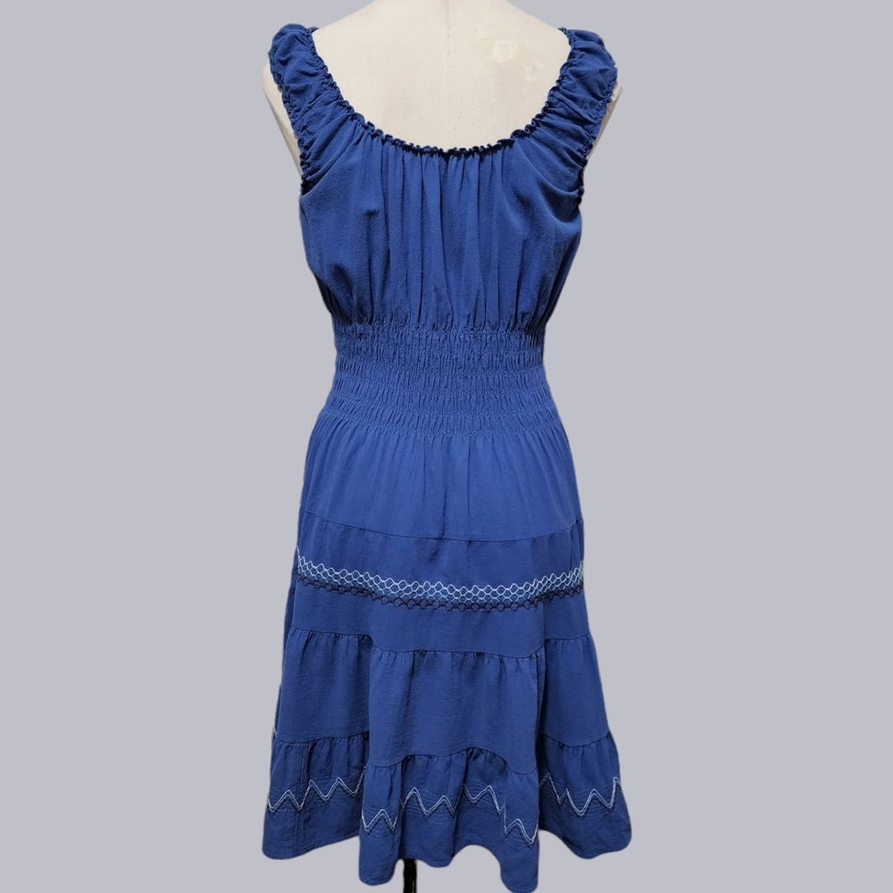 Anthropologie Lapis blue linen tiered peasant dress size mp - Picture 6 of 9